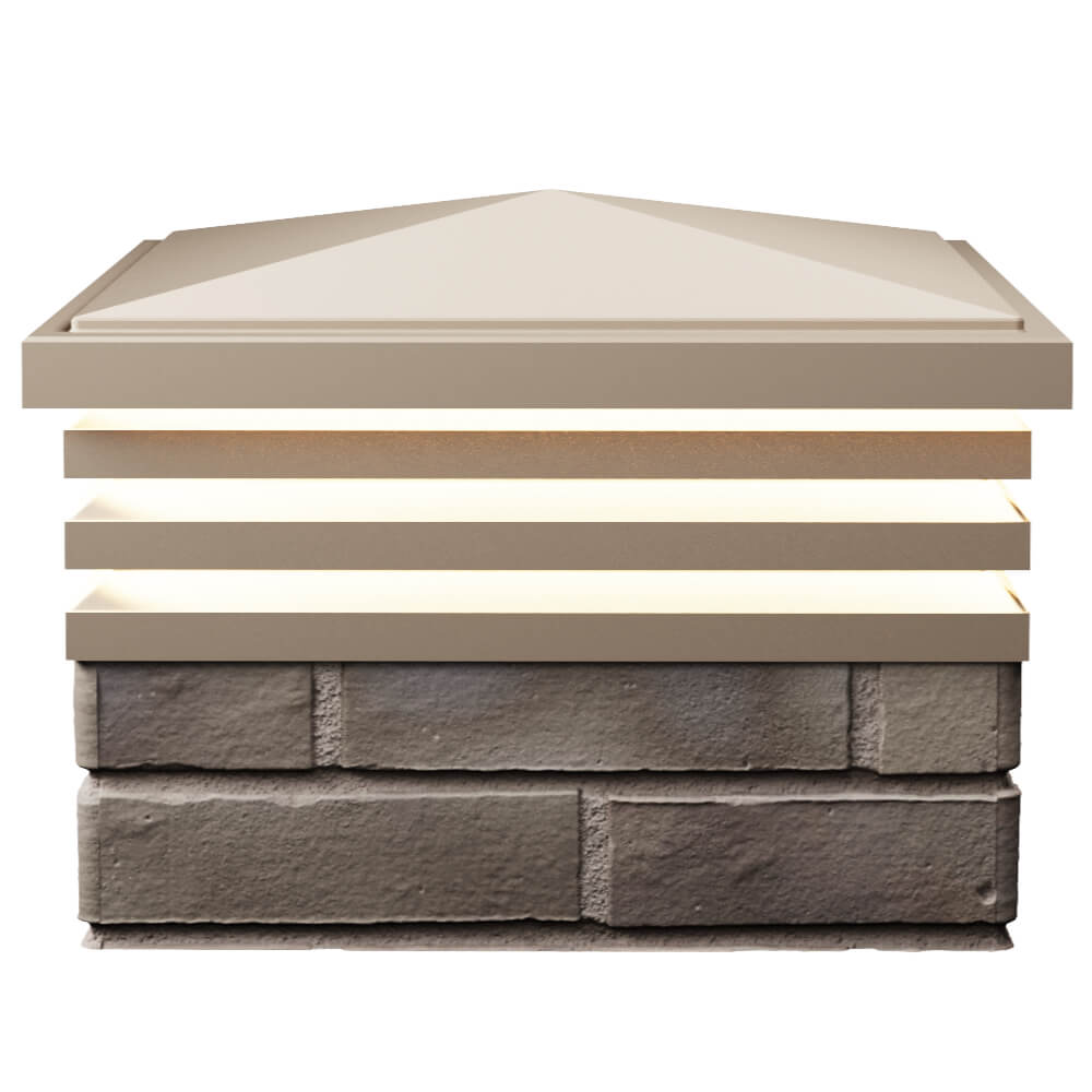 Колпак Zking Бона ХайТек Бежевый на столб 1.5х1.5 кирпича (385х385мм) с подсветкой в Куйбышеве фото