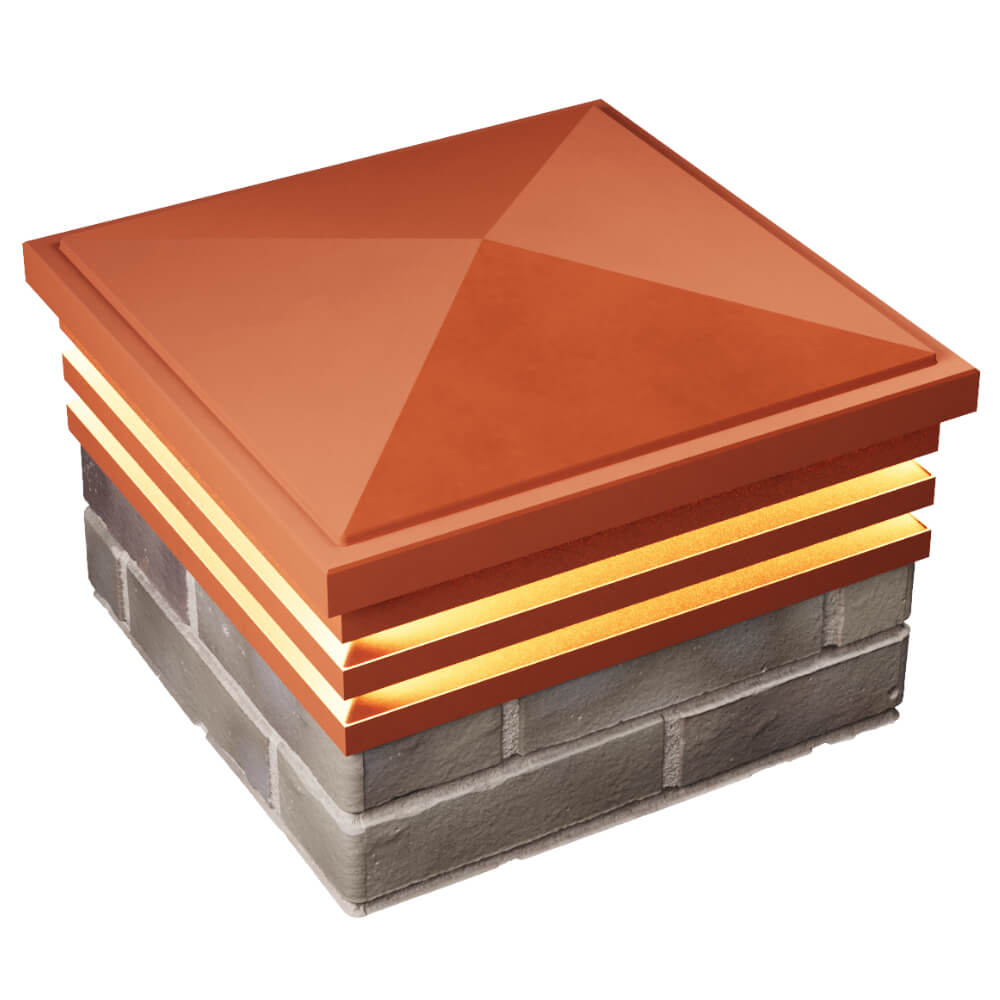 Колпак Zking Бона ХайТек Красный на столб 1.5х1.5 кирпича (385х385мм) с подсветкой в Куйбышеве фото