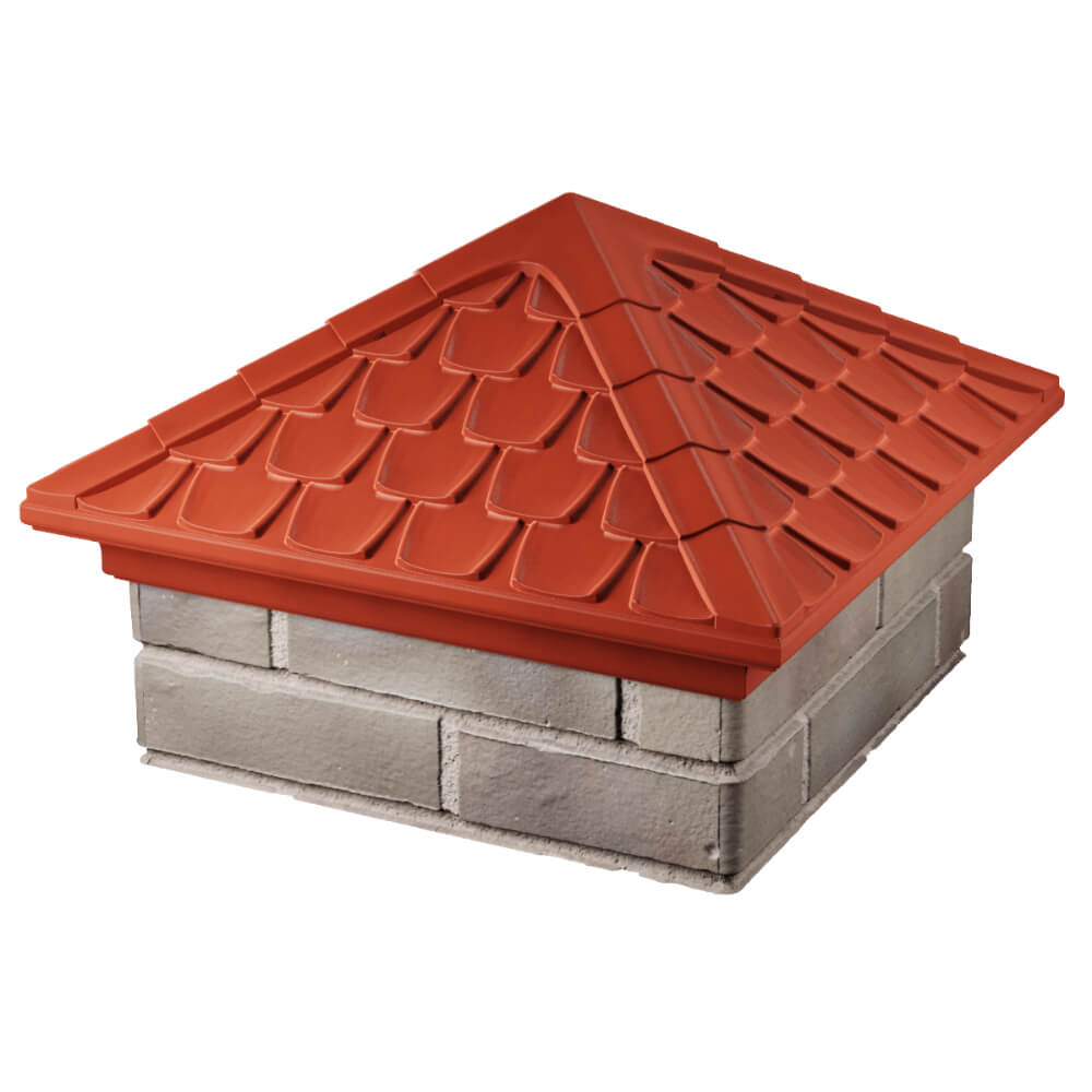 Колпак Zking Эльбрус Красный на столб 1.5х1.5 кирпича (385х385мм) в Куйбышеве фото