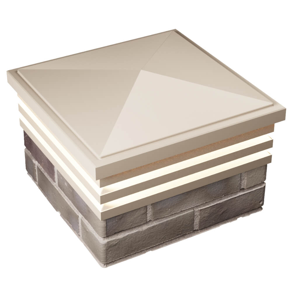 Колпак Zking Бона ХайТек Бежевый на столб 1.5х1.5 кирпича (385х385мм) с подсветкой в Куйбышеве фото