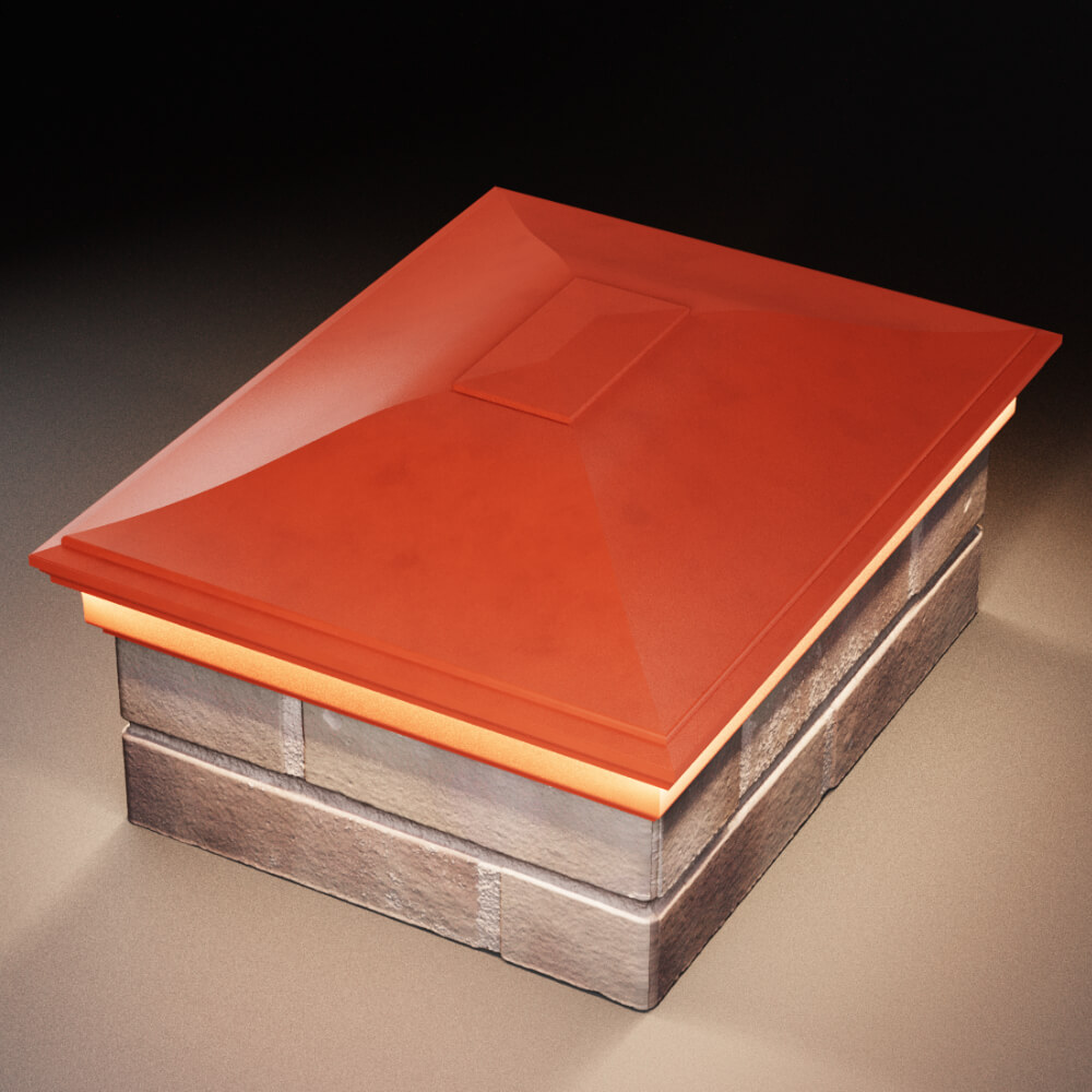 Колпак Zking Монблан Красный на столб 2х1.5 кирпича (515х385мм) c подсветкой в Куйбышеве фото