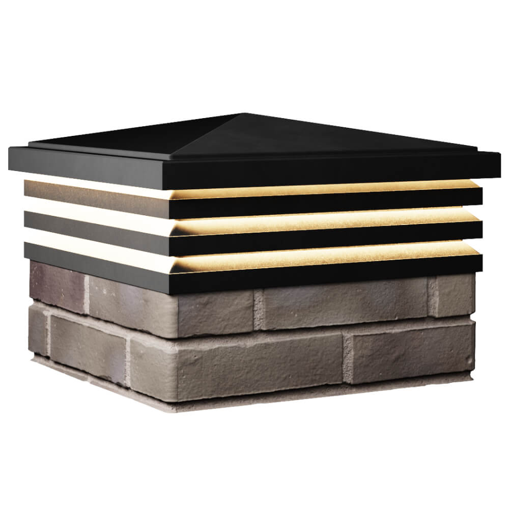 Колпак Zking Бона ХайТек Черный на столб 1.5х1.5 кирпича (385х385мм) с подсветкой в Куйбышеве фото