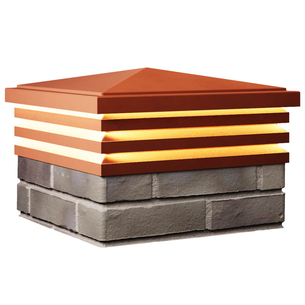 Колпак Zking Бона ХайТек Красный на столб 1.5х1.5 кирпича (385х385мм) с подсветкой в Куйбышеве фото