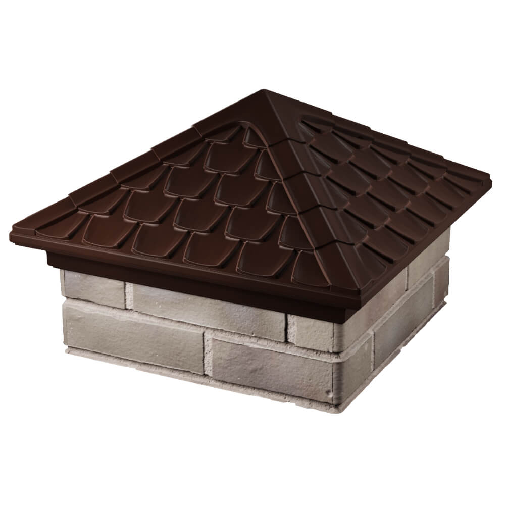 Колпак Zking Эльбрус Коричневый на столб 1.5х1.5 кирпича (385х385мм) в Куйбышеве фото