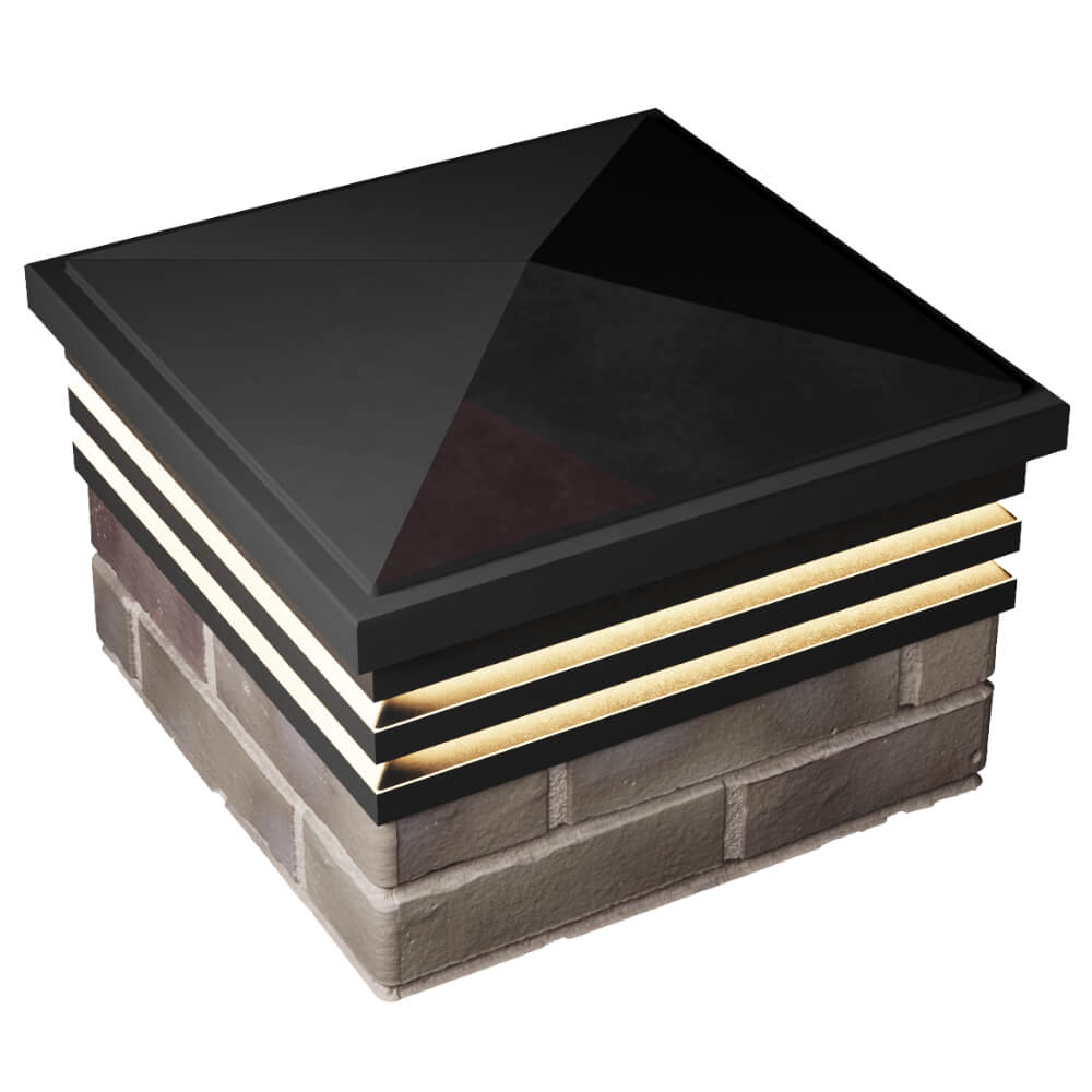 Колпак Zking Бона ХайТек Черный на столб 1.5х1.5 кирпича (385х385мм) с подсветкой в Куйбышеве фото