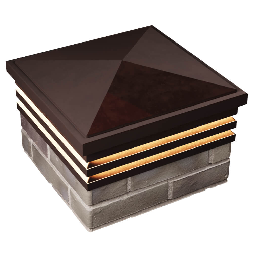 Колпак Zking Бона ХайТек Коричневый на столб 1.5х1.5 кирпича (385х385мм) с подсветкой в Куйбышеве фото