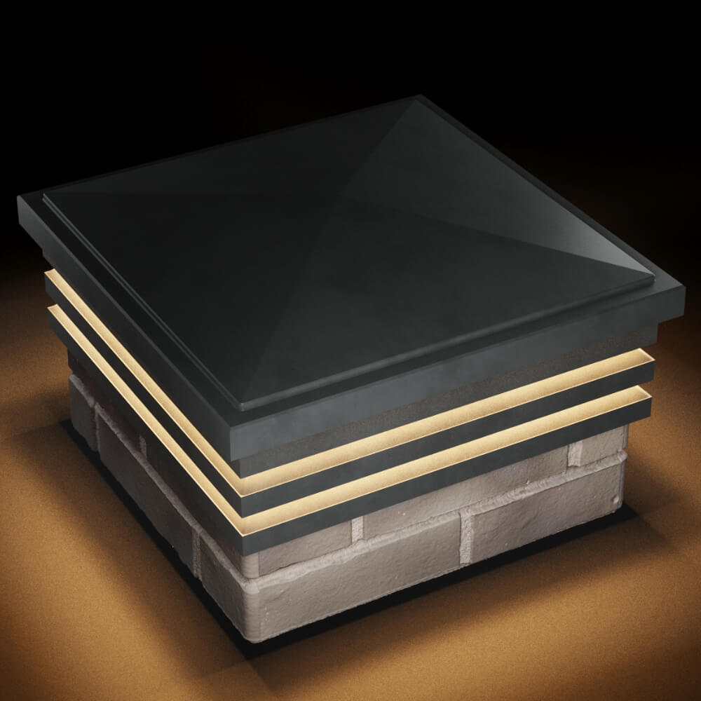 Колпак Zking Бона ХайТек Серый на столб 1.5х1.5 кирпича (385х385мм) с подсветкой в Куйбышеве фото