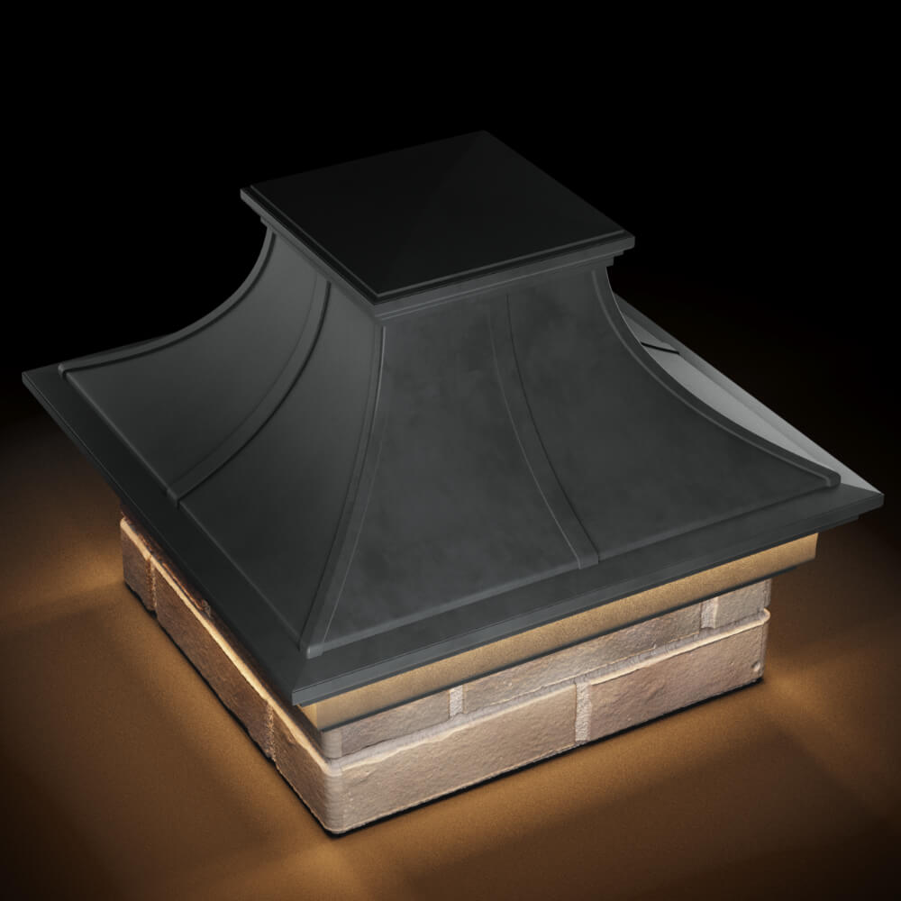 Колпак Zking Монблан Премиум Серый на столб 1.5х1.5 кирпича (385х385мм) с подсветкой в Куйбышеве фото