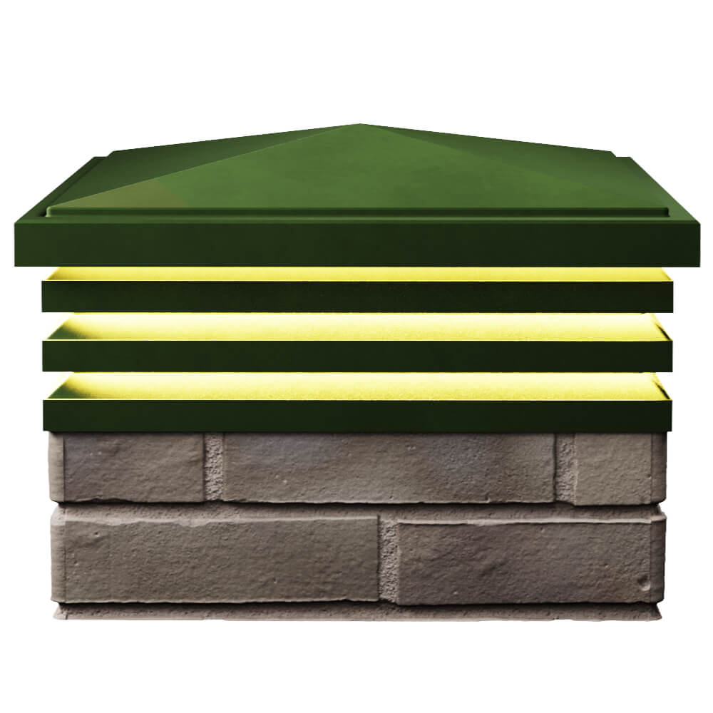 Колпак Zking Бона ХайТек Зеленый на столб 1.5х1.5 кирпича (385х385мм) с подсветкой в Куйбышеве фото