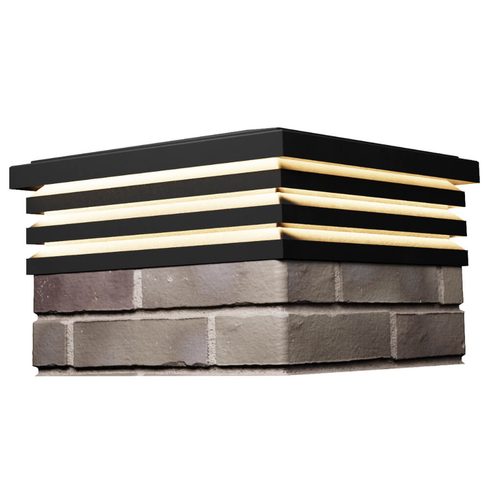 Колпак Zking Бона ХайТек Черный на столб 1.5х1.5 кирпича (385х385мм) с подсветкой в Куйбышеве фото