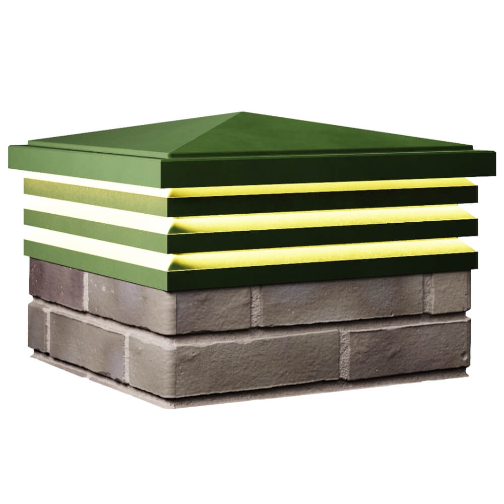 Колпак Zking Бона ХайТек Зеленый на столб 1.5х1.5 кирпича (385х385мм) с подсветкой в Куйбышеве фото