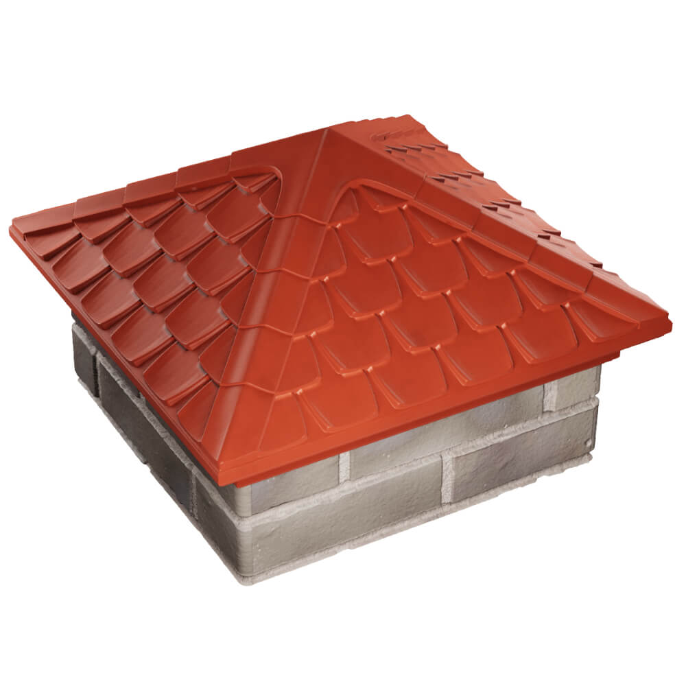 Колпак Zking Эльбрус Красный на столб 1.5х1.5 кирпича (385х385мм) в Куйбышеве фото