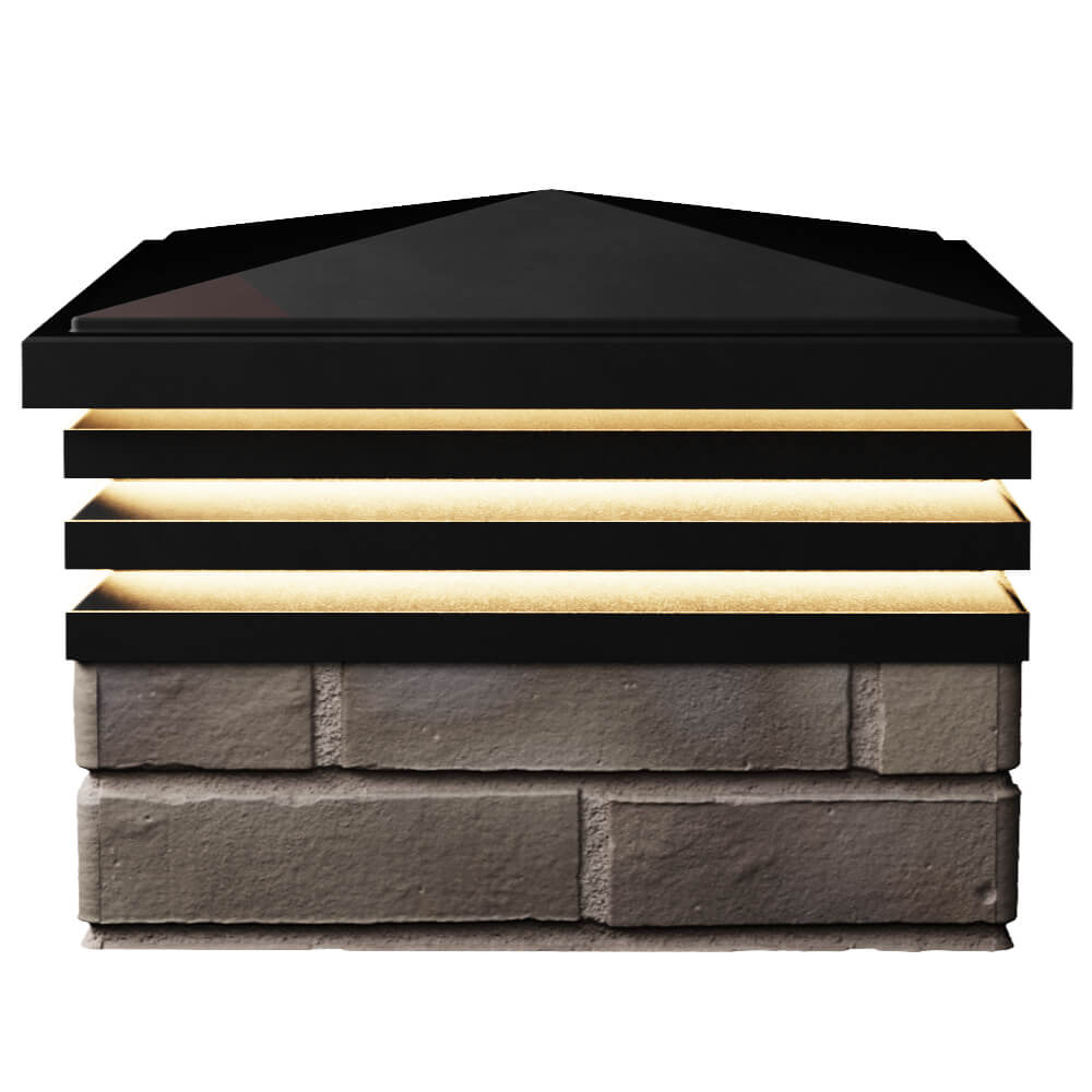 Колпак Zking Бона ХайТек Черный на столб 1.5х1.5 кирпича (385х385мм) с подсветкой в Куйбышеве фото