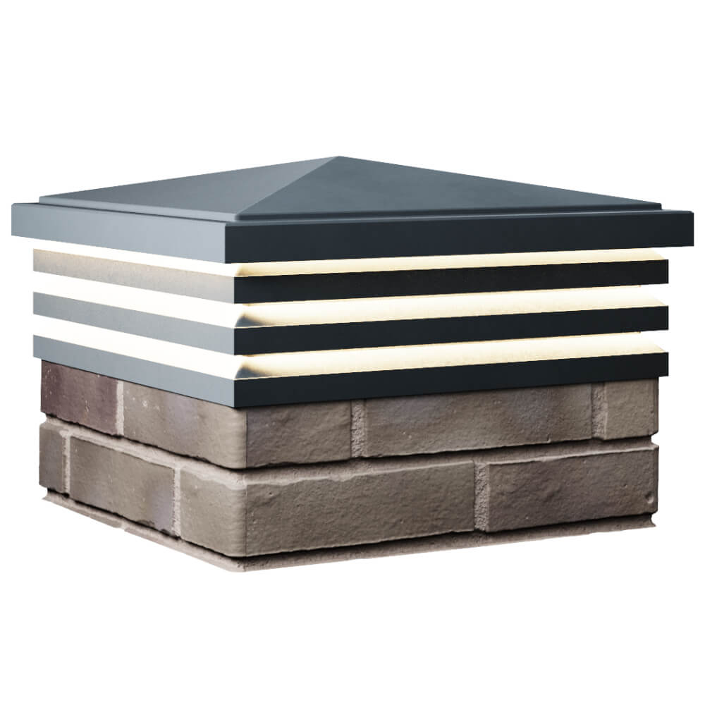 Колпак Zking Бона ХайТек Серый на столб 1.5х1.5 кирпича (385х385мм) с подсветкой в Куйбышеве фото