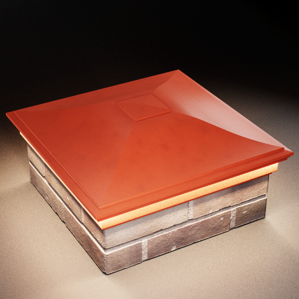 Колпак Zking Монблан Красный на столб 2х2 кирпича (515х515мм) c подсветкой в Куйбышеве фото