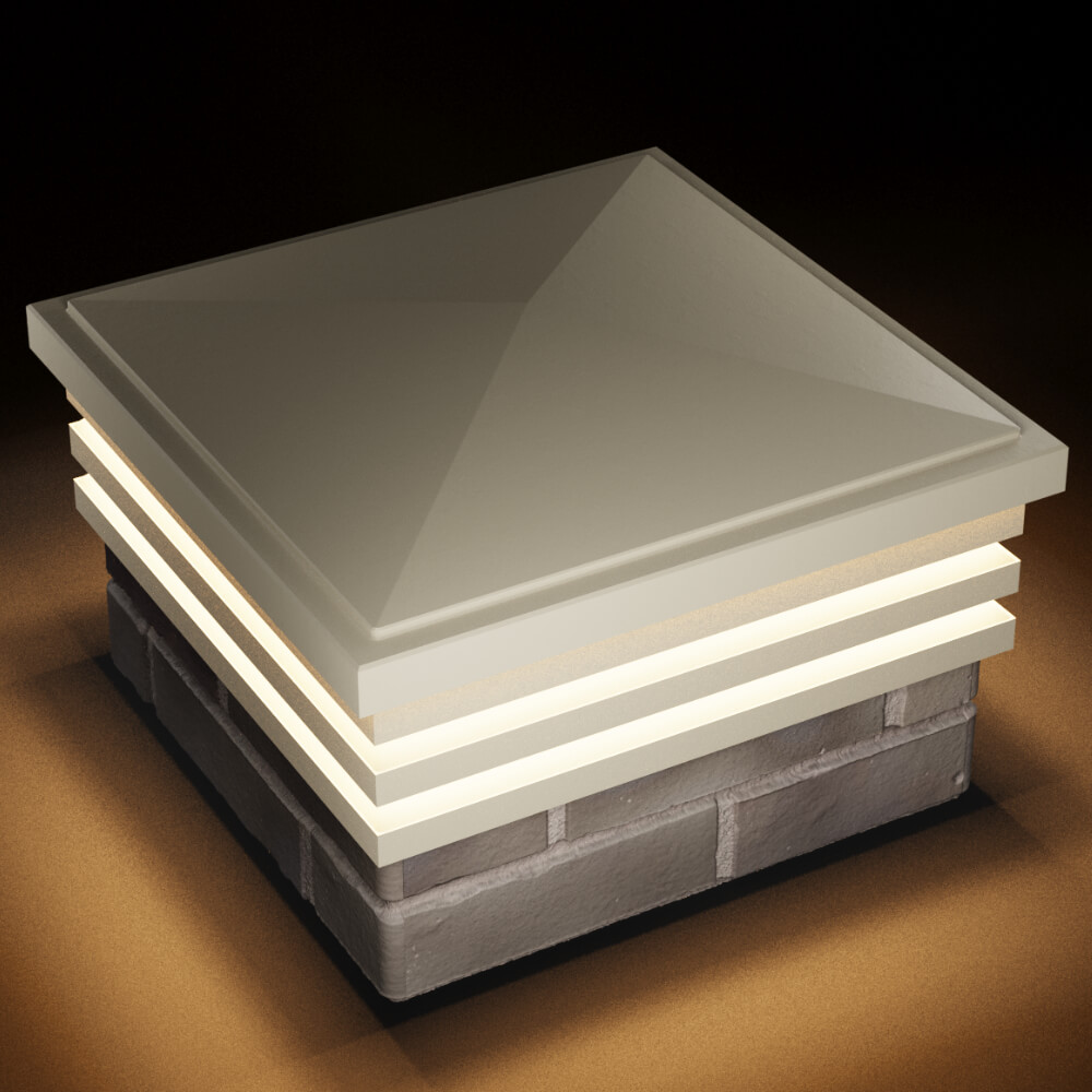 Колпак Zking Бона ХайТек Бежевый на столб 1.5х1.5 кирпича (385х385мм) с подсветкой в Куйбышеве фото