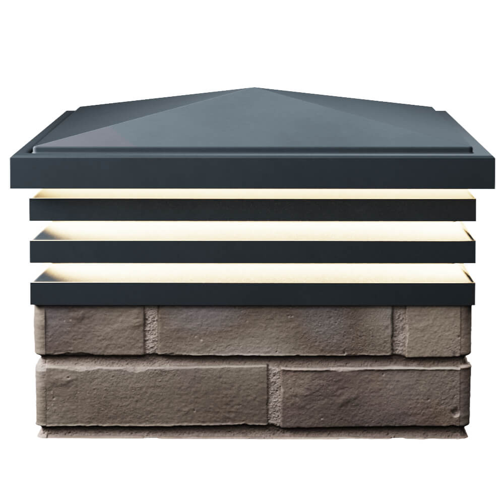 Колпак Zking Бона ХайТек Серый на столб 1.5х1.5 кирпича (385х385мм) с подсветкой в Куйбышеве фото