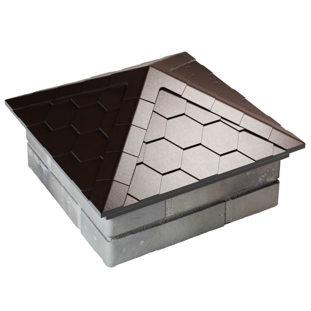 Колпак Zking Эверест Коричневый на столб 1.5х1.5 кирпича (390х390мм) в Куйбышеве фото