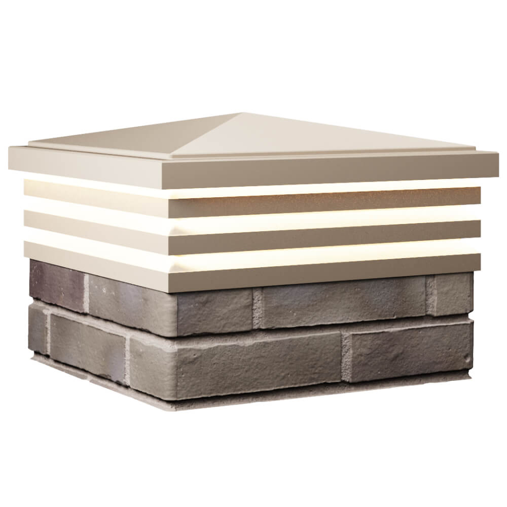 Колпак Zking Бона ХайТек Бежевый на столб 1.5х1.5 кирпича (385х385мм) с подсветкой в Куйбышеве фото