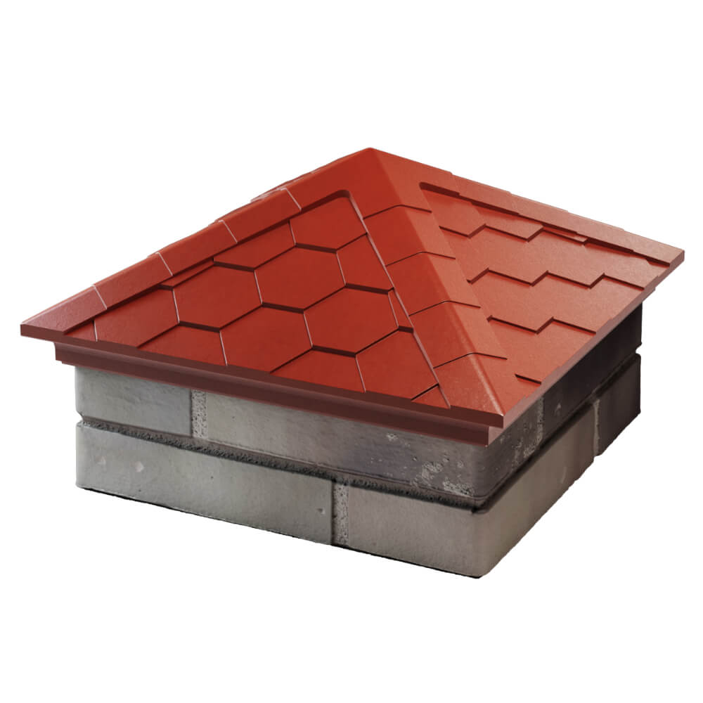 Колпак Zking Эверест Красный на столб 1.5х1.5 кирпича (390х390мм) в Куйбышеве фото