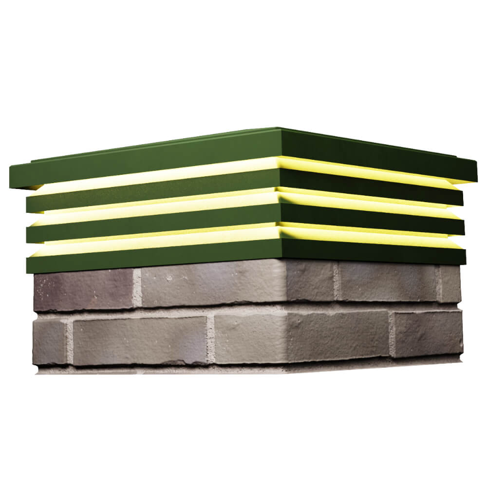 Колпак Zking Бона ХайТек Зеленый на столб 1.5х1.5 кирпича (385х385мм) с подсветкой в Куйбышеве фото