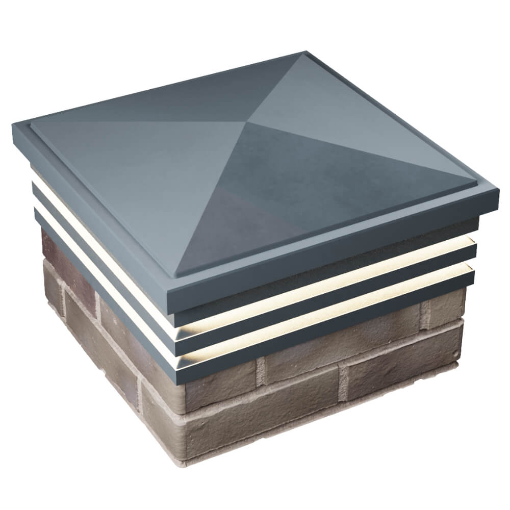 Колпак Zking Бона ХайТек Серый на столб 1.5х1.5 кирпича (385х385мм) с подсветкой в Куйбышеве фото