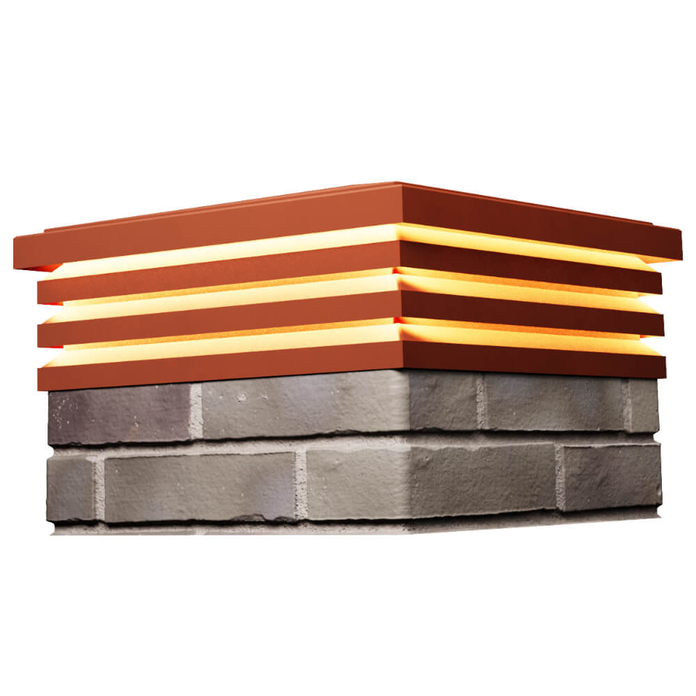 Колпак Zking Бона ХайТек Красный на столб 1.5х1.5 кирпича (385х385мм) с подсветкой в Куйбышеве фото