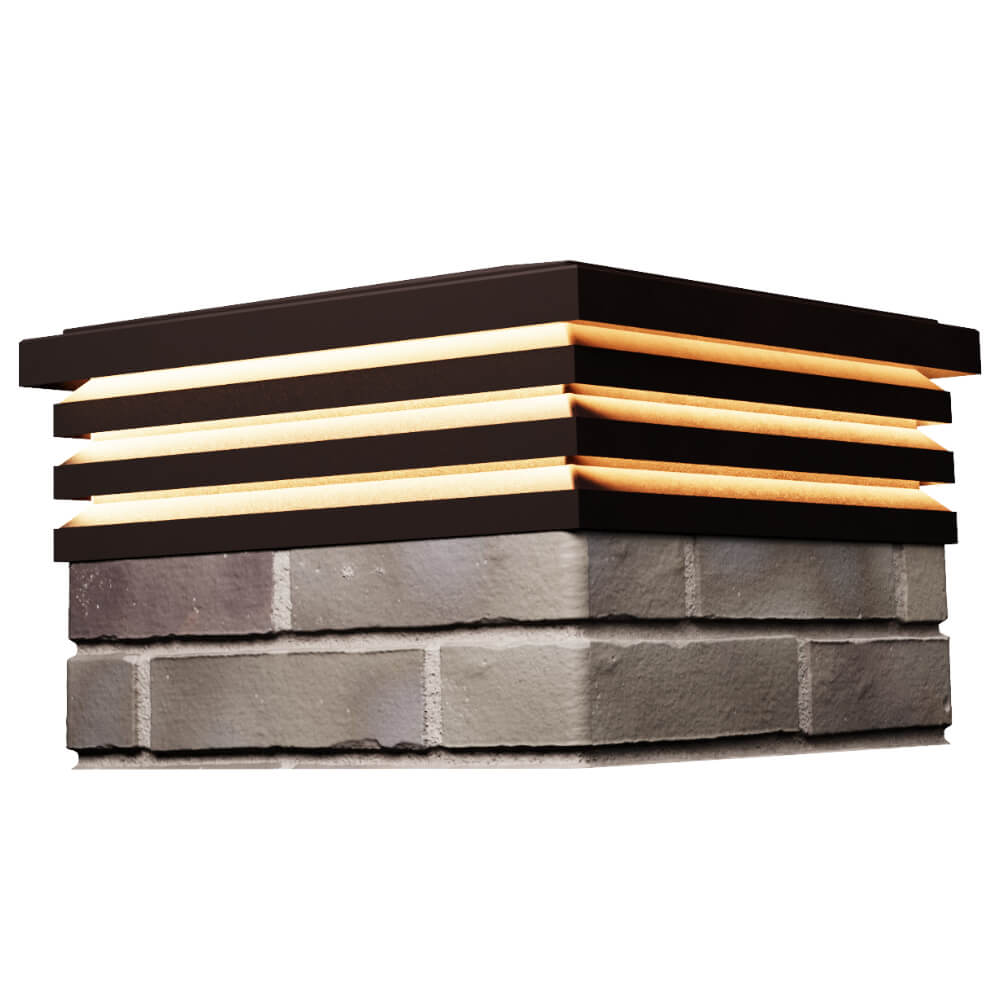 Колпак Zking Бона ХайТек Коричневый на столб 1.5х1.5 кирпича (385х385мм) с подсветкой в Куйбышеве фото