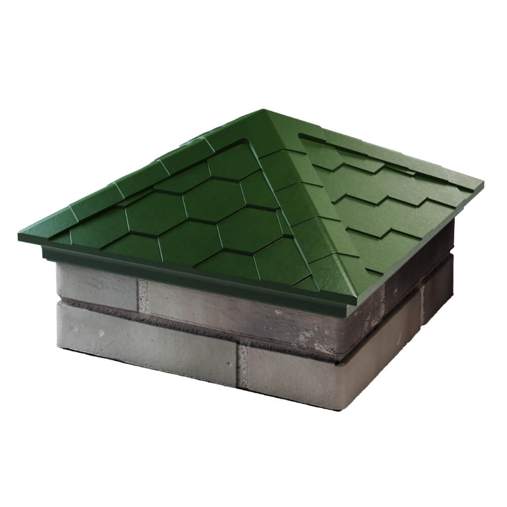 Колпак Zking Эверест Зеленый на столб 1.5х1.5 кирпича (390х390мм) в Куйбышеве фото