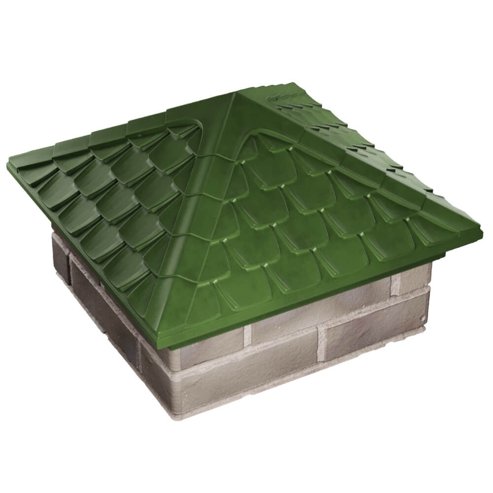 Колпак Zking Эльбрус Зеленый на столб 1.5х1.5 кирпича (385х385мм) в Куйбышеве фото