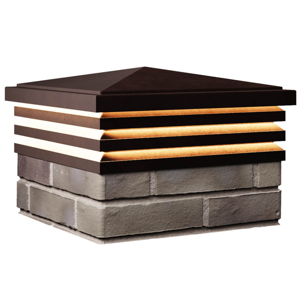 Колпак Zking Бона ХайТек Коричневый на столб 1.5х1.5 кирпича (385х385мм) с подсветкой в Куйбышеве фото