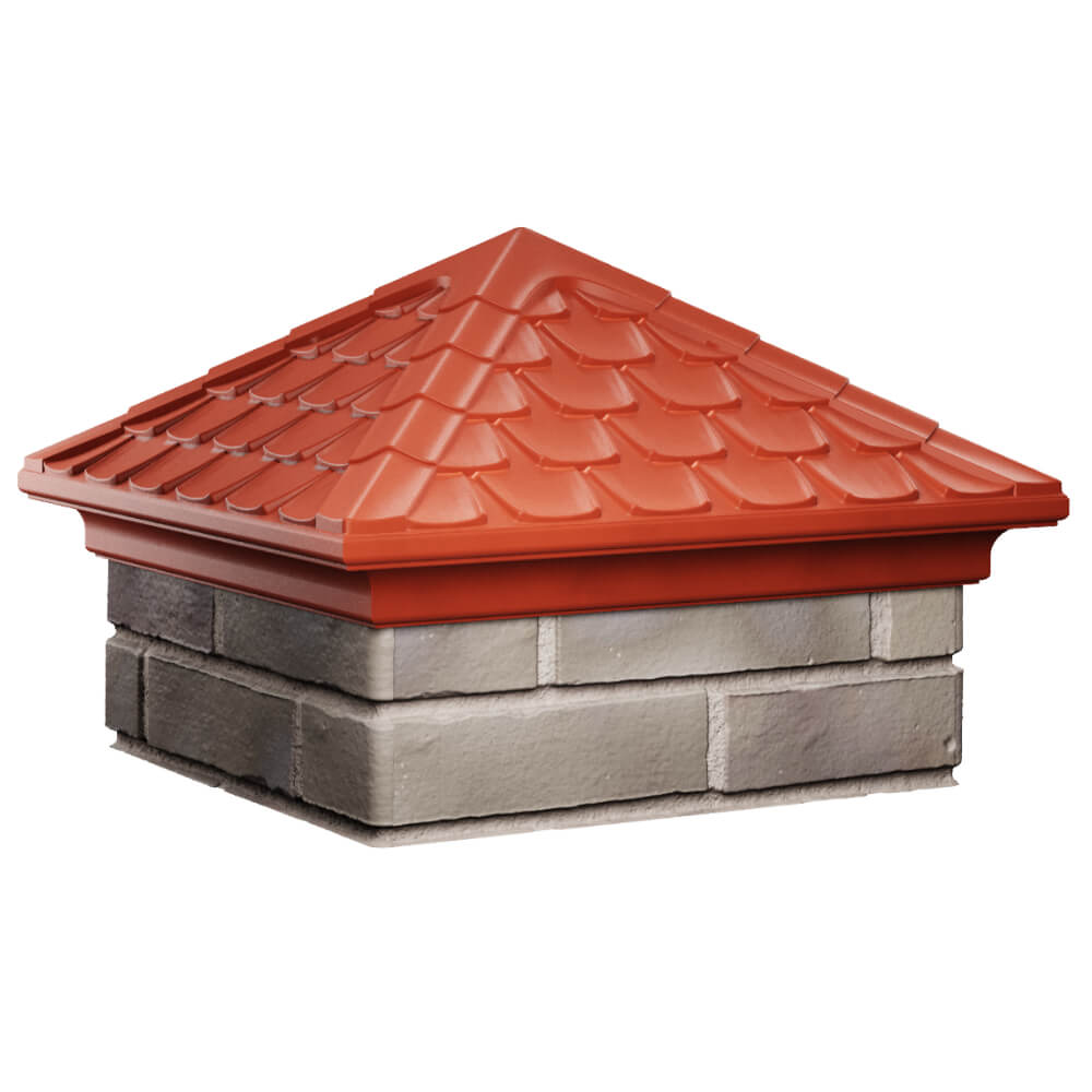 Колпак Zking Эльбрус Красный на столб 1.5х1.5 кирпича (385х385мм) в Куйбышеве фото
