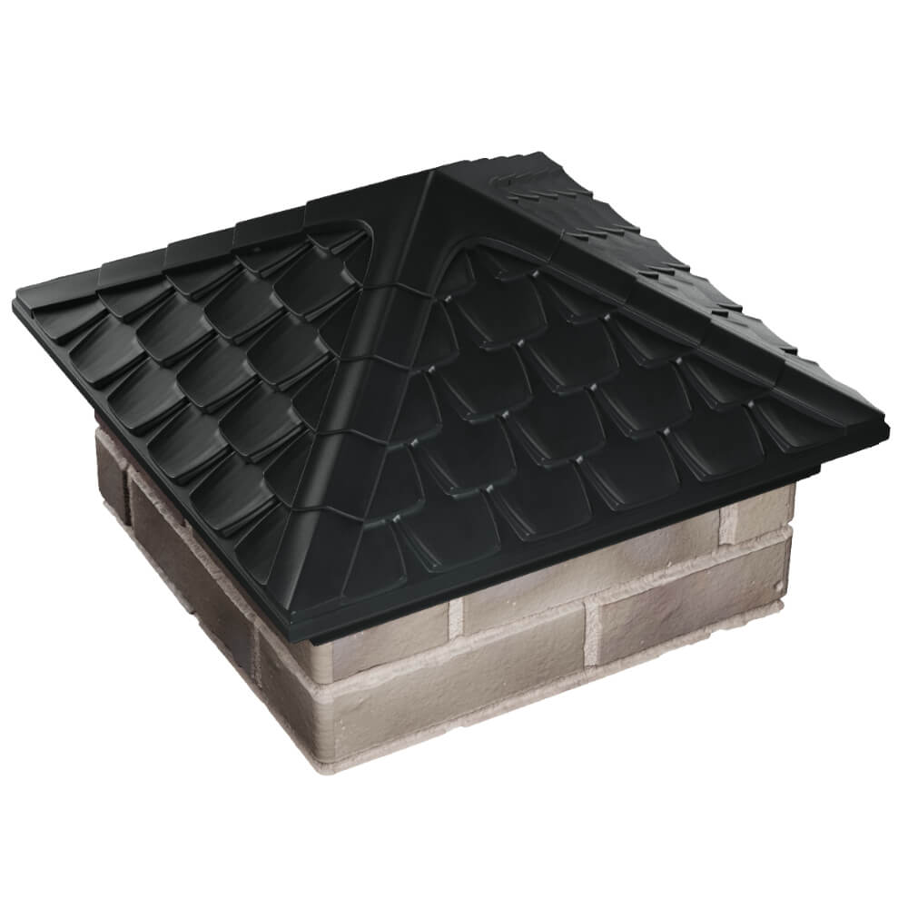 Колпак Zking Эльбрус Черный на столб 1.5х1.5 кирпича (385х385мм) в Куйбышеве фото