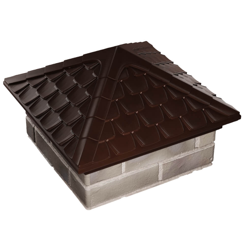 Колпак Zking Эльбрус Коричневый на столб 1.5х1.5 кирпича (385х385мм) в Куйбышеве фото