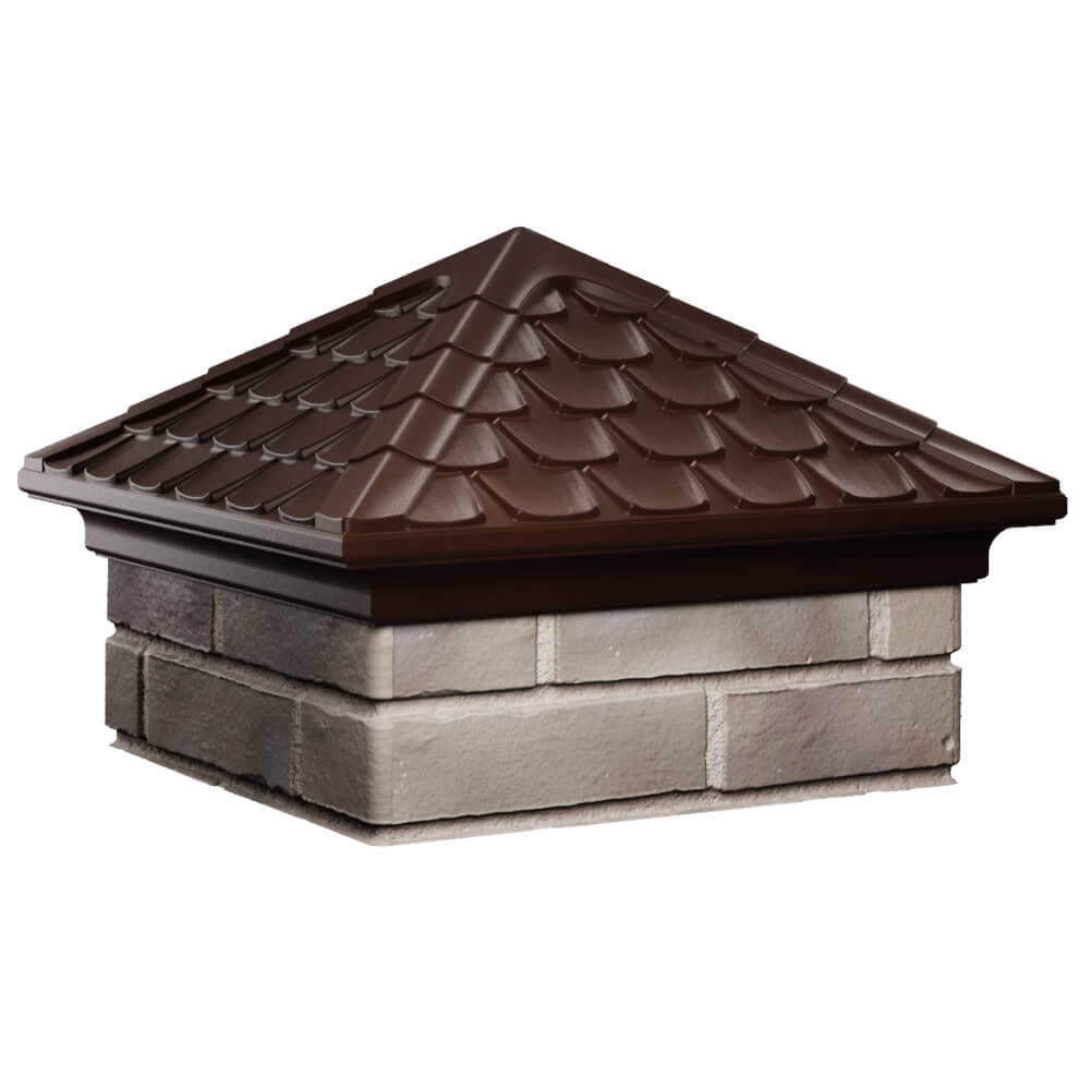Колпак Zking Эльбрус Коричневый на столб 1.5х1.5 кирпича (385х385мм) в Куйбышеве фото