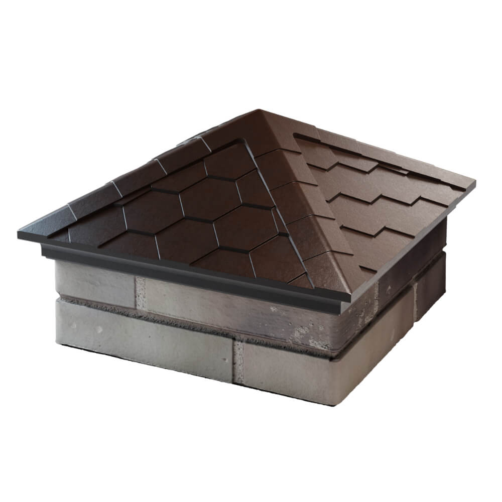 Колпак Zking Эверест Коричневый на столб 1.5х1.5 кирпича (390х390мм) в Куйбышеве фото