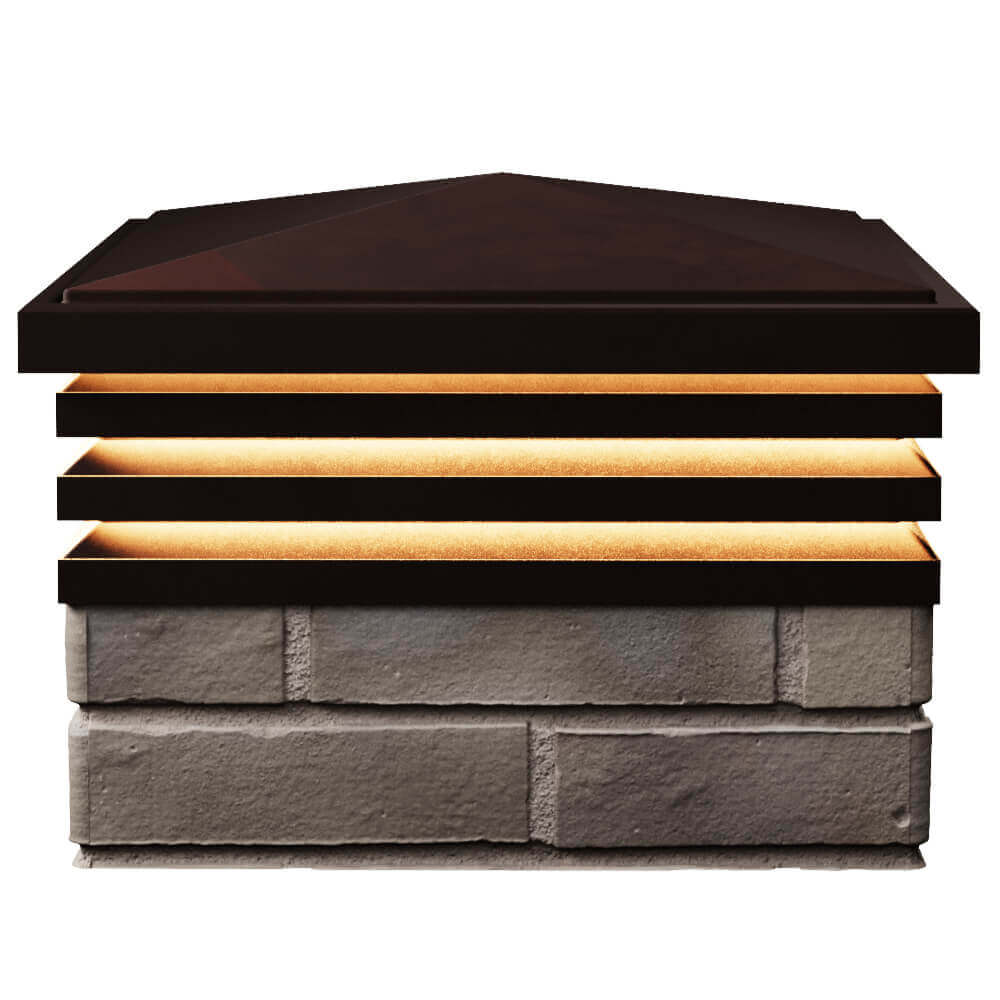 Колпак Zking Бона ХайТек Коричневый на столб 1.5х1.5 кирпича (385х385мм) с подсветкой в Куйбышеве фото